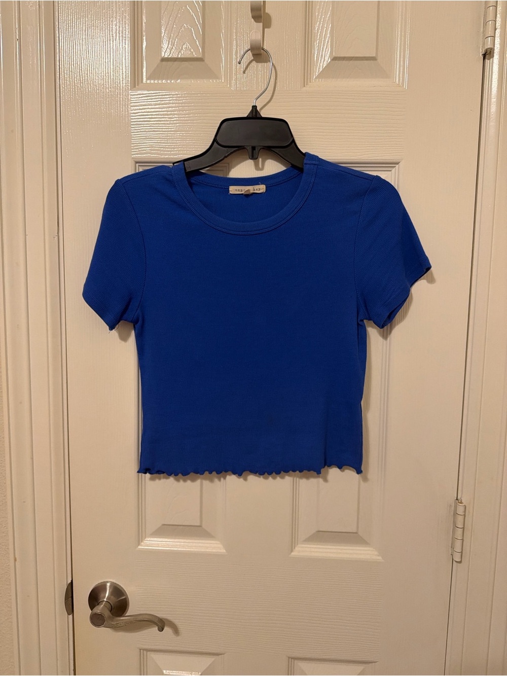 Copper Key Royal Blue Ribbed Crop Tee